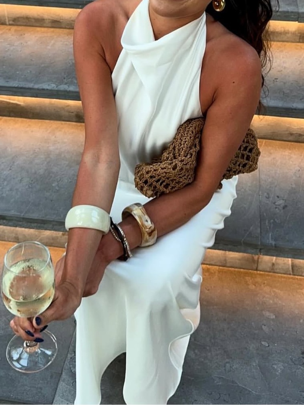 ZARA Elegant White Halter Maxi Skirt & Top